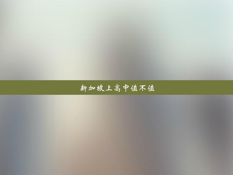 新加坡上高中值不值